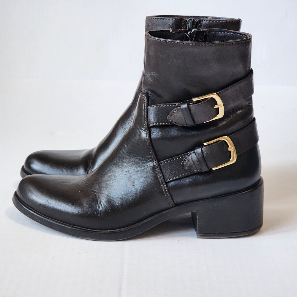 Emanuele Crasto Italy 38/7 Brown Soft Leather Biker Moto Combat Boots Edgy comfy - Picture 8 of 8